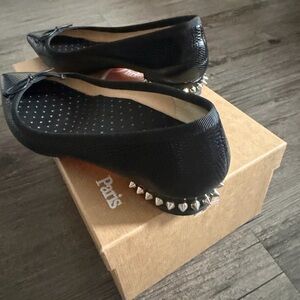 Christian Louboutin Black Flats with Silver Studs